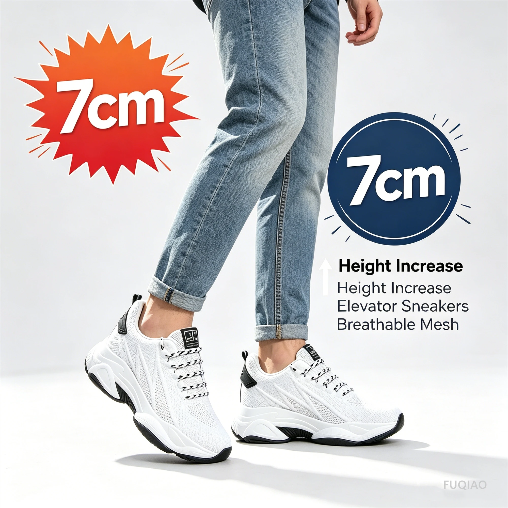 Men 7CM Hidden Height Increase Sneakers Plus Size Breathable Mesh Platform Elevator Shoes Comfort Non Slip Casual Walking Sports
Men 7CM Hidden Height Increase Sneakers Plus Size Breathable Mesh Platform Elevator Shoes Comfort Non Slip Casual Walking Sports