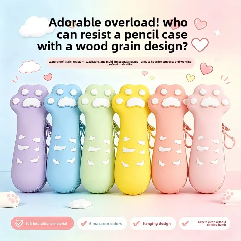 Cat paw pencil case creative small coin purse cute girl bag stationery storage foldable and washable silicone pencil case
Cat paw pencil case creative small coin purse cute girl bag stationery storage foldable and washable silicone pencil case