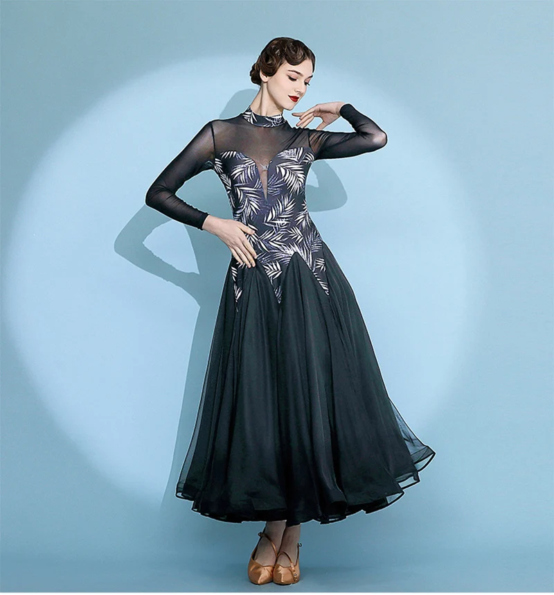 Women Ballroom Dance Dresses Long Sleeve Standard Waltz Dancing Wear Adult Elegant Black Ballroom Competition Dance Dress
Women Ballroom Dance Dresses Long Sleeve Standard Waltz Dancing Wear Adult Elegant Black Ballroom Competition Dance Dress
