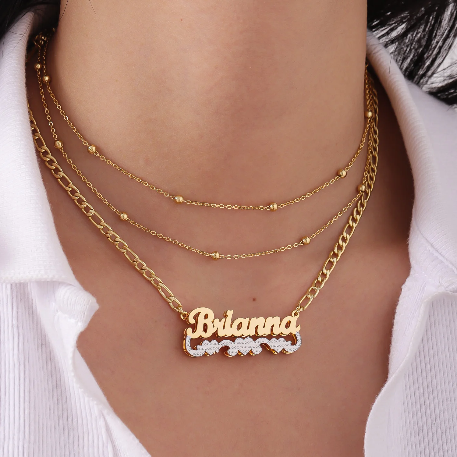 Customized Name Necklaces Multi Layer Stackable Gold Bead Chain Stainless Steel Choker for Women Girls Luxury Christmas Gift
Customized Name Necklaces Multi Layer Stackable Gold Bead Chain Stainless Steel Choker for Women Girls Luxury Christmas Gift