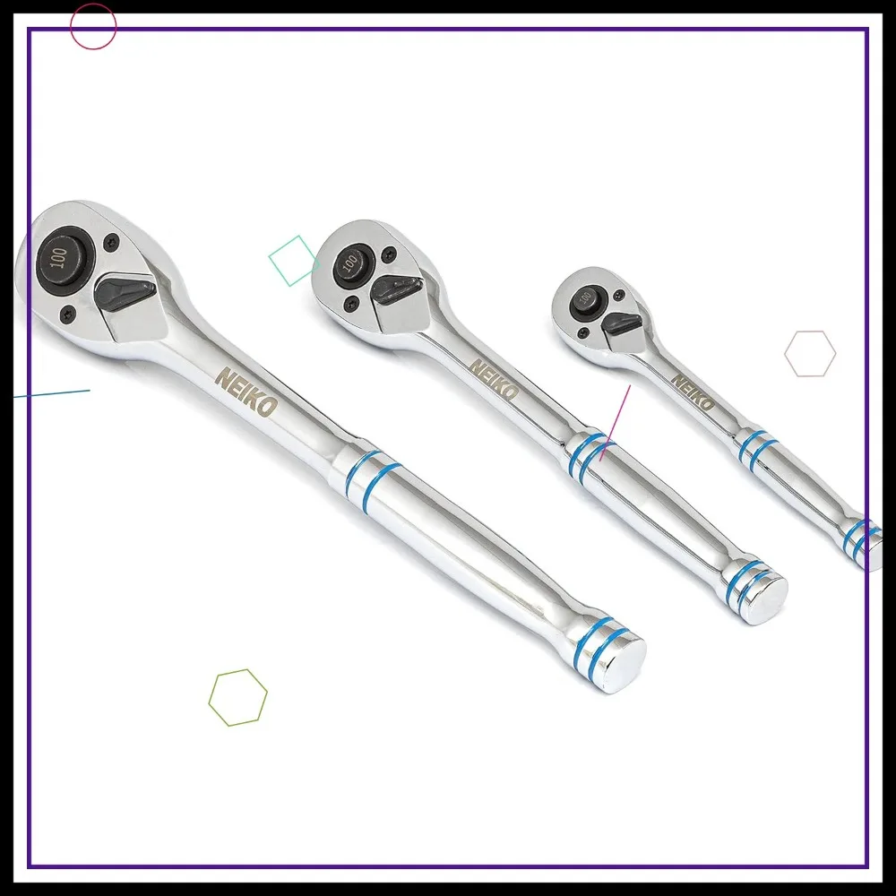 Набор быстросъемных храповых ключей из 3 предметов с приводом 1/4 дюйма, 3/8 дюйма и 1/2 дюйма, хромо-сталь, конструкция с 100 зубьями для плотных помещений
Набор быстросъемных храповых ключей из 3 предметов с приводом 1/4 дюйма, 3/8 дюйма и 1/2 дюйма, хромо-сталь, конструкция с 100 зубьями для плотных помещений