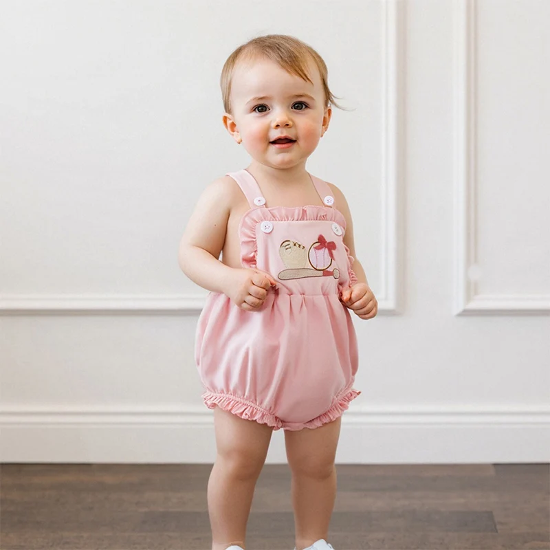 Adorable Baby Girls Rompers with Cute Baseball Embroidery Sleeveless Design and Ruffled Details - Perfect Infant Bodysuits
Adorable Baby Girls Rompers with Cute Baseball Embroidery Sleeveless Design and Ruffled Details - Perfect Infant Bodysuits