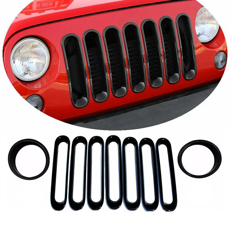 ABS Black Car Exterior Front Headlight Light Fog lamp Lamp Front Mesh Grille Trim Cover Decoration for Jeep Wrangler JK 2007-18
ABS Black Car Exterior Front Headlight Light Fog lamp Lamp Front Mesh Grille Trim Cover Decoration for Jeep Wrangler JK 2007-18