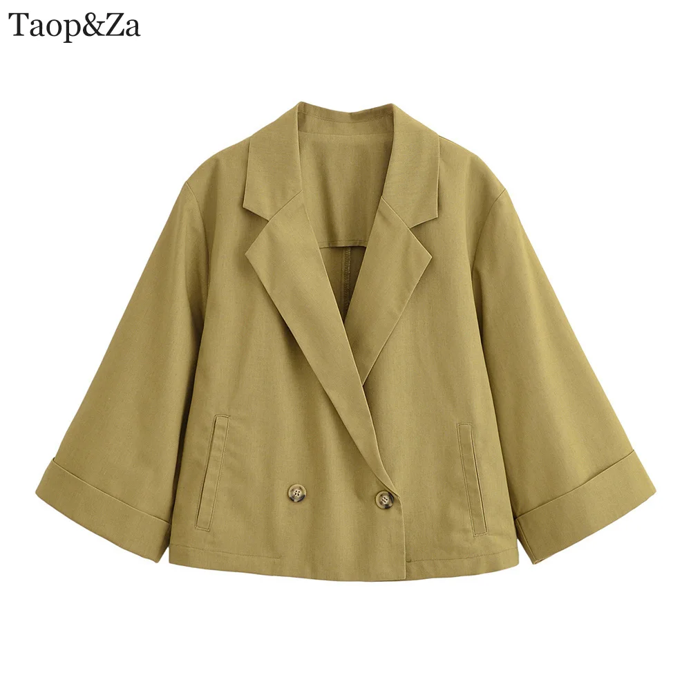 New women's clothing European and American style fashionable simple linen short suit jacket
New women's clothing European and American style fashionable simple linen short suit jacket