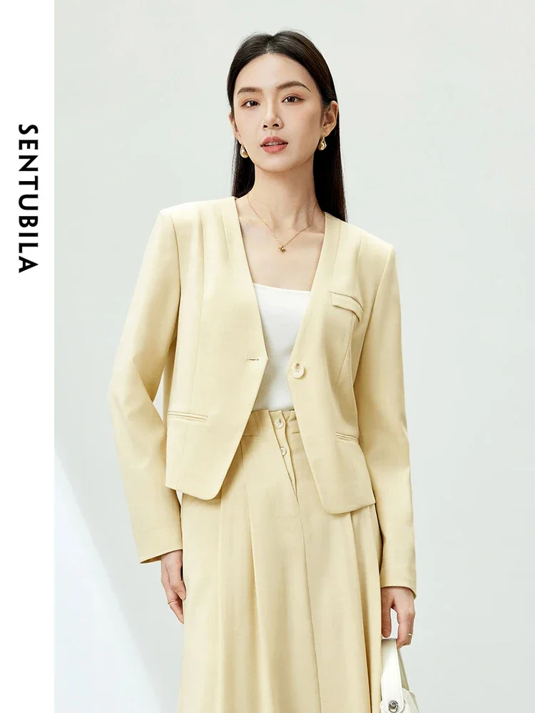 SENTUBILA Casual Cropped Blazer Coat Woman 2025 Autumn Comfort Straight Elegant V-neck Suit Jacket Women's Outerwear 141X53363
SENTUBILA Casual Cropped Blazer Coat Woman 2025 Autumn Comfort Straight Elegant V-neck Suit Jacket Women's Outerwear 141X53363