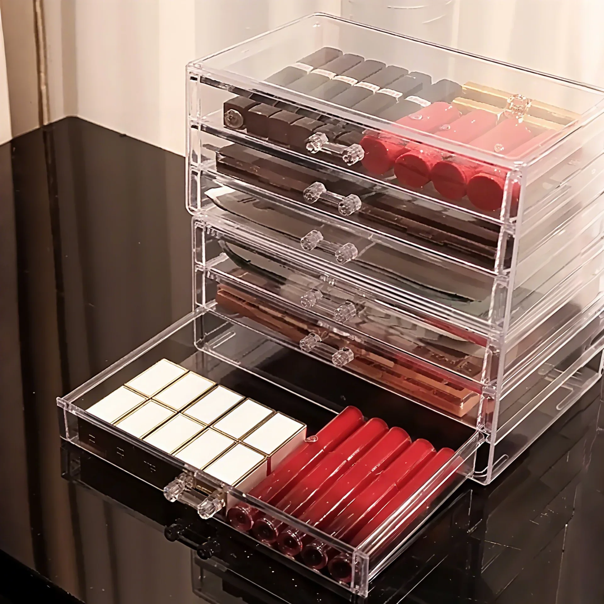 Transparent Desktop Drawer Organizer Makeup Storage Box For Lipsticks Jewelry Cosmetic Organizer Vanity Table Storage Supplies
Transparent Desktop Drawer Organizer Makeup Storage Box For Lipsticks Jewelry Cosmetic Organizer Vanity Table Storage Supplies