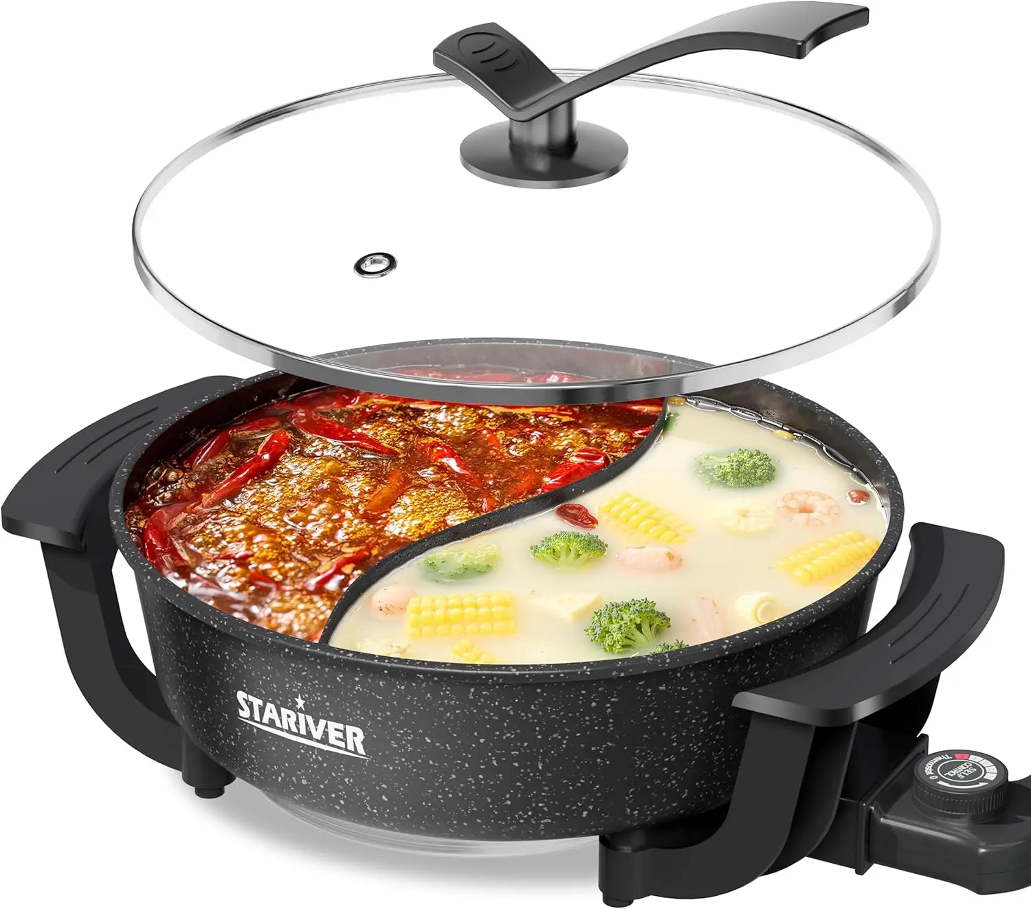 6L Electric Hot Pot with Divider - Dual-Flavor Fondue & Shabu Shabu Pot, 1360W with 5-Temp Control, Non-Stick & BPA-Free, Perfec
6L Electric Hot Pot with Divider - Dual-Flavor Fondue & Shabu Shabu Pot, 1360W with 5-Temp Control, Non-Stick & BPA-Free, Perfec