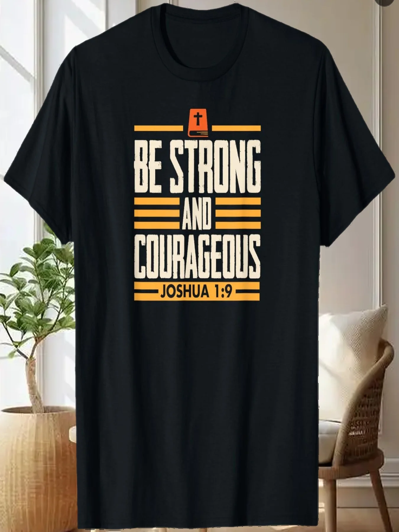 Христианская футболка с цитатой Библии «Будь сильним и муженим Джошуа 1 9.
Христианская футболка с цитатой Библии «Будь сильним и муженим Джошуа 1 9.