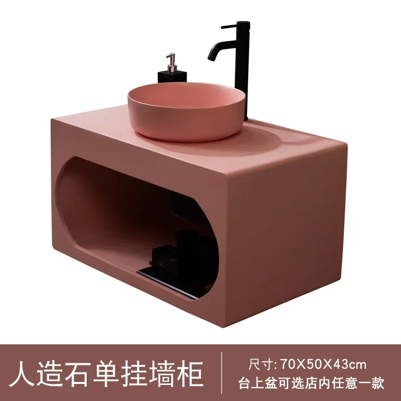 Nordic bathroom cabinet combination Artificial stone basin cabinet Wall-mounted pink bathroom cabinet combinationAsmt52
Nordic bathroom cabinet combination Artificial stone basin cabinet Wall-mounted pink bathroom cabinet combinationAsmt52