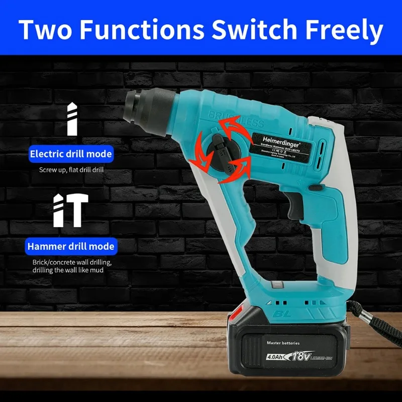 【Hot Item】Cordless Brushless 1-1/8" SDS-Plus Rotary Hammer Drill-2-in-1 Multi-functional Heavy Duty Hammer Drill with 2.0J impac
【Hot Item】Cordless Brushless 1-1/8" SDS-Plus Rotary Hammer Drill-2-in-1 Multi-functional Heavy Duty Hammer Drill with 2.0J impac