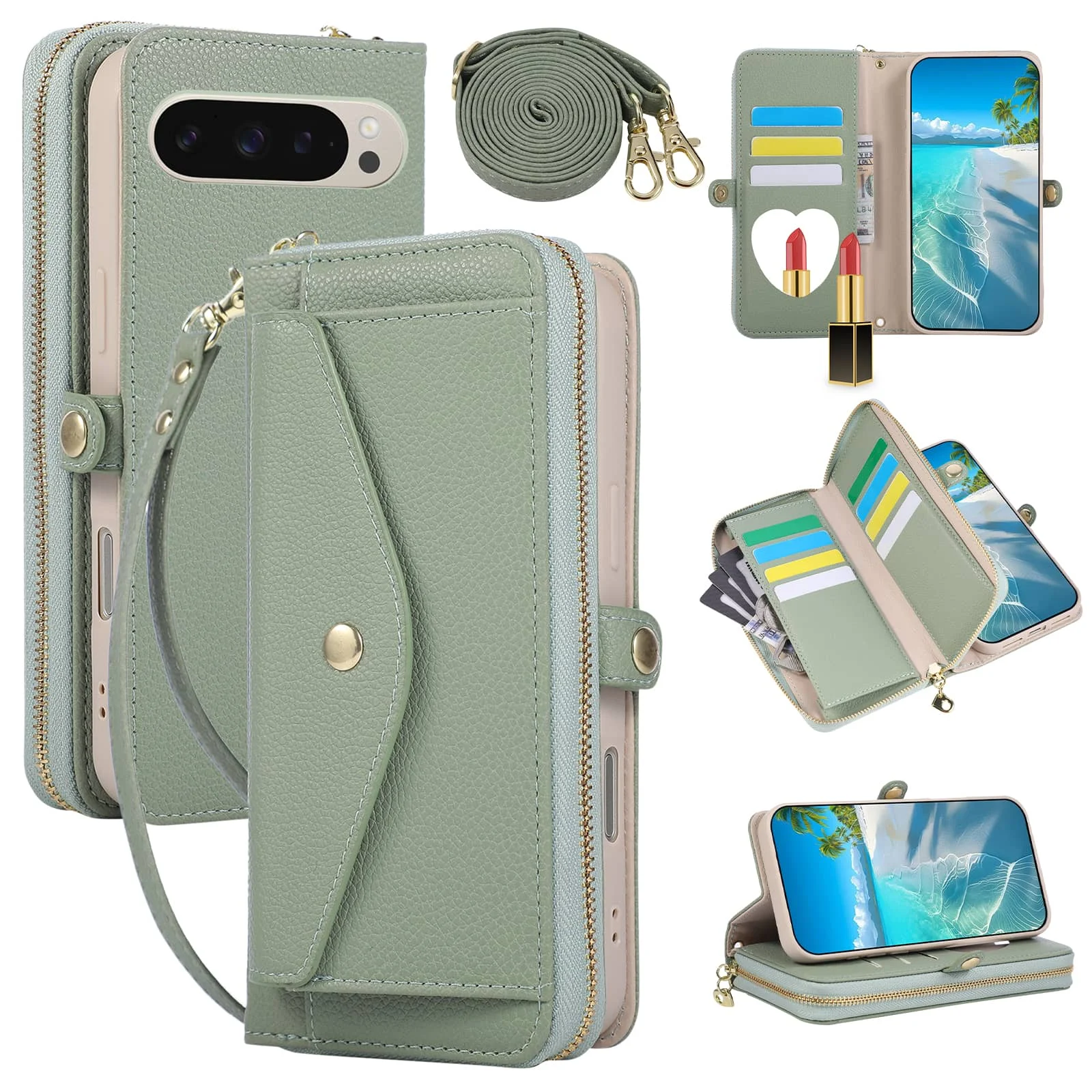 WEFOR Crossbody Wallet Case for Google Pixel 10/9 Pro XL/8/7/6 Pro/9A/8A Strap Card Holder Make Up Mirror Kickstand Purse Cover
WEFOR Crossbody Wallet Case for Google Pixel 10/9 Pro XL/8/7/6 Pro/9A/8A Strap Card Holder Make Up Mirror Kickstand Purse Cover