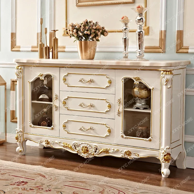 K European style all solid wood dining side cabinet white marble kitchen wall tea cabinet
K European style all solid wood dining side cabinet white marble kitchen wall tea cabinet