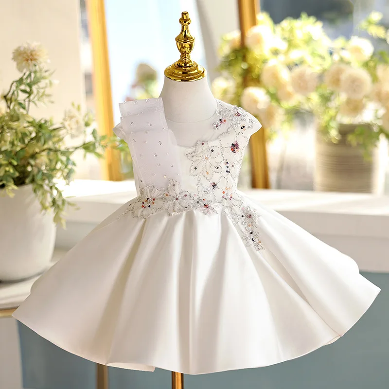 New Girls Birthday Baptism Princess Ball Gown Children Cute Flower Beading Design Weding Party Performance Dress g274
New Girls Birthday Baptism Princess Ball Gown Children Cute Flower Beading Design Weding Party Performance Dress g274