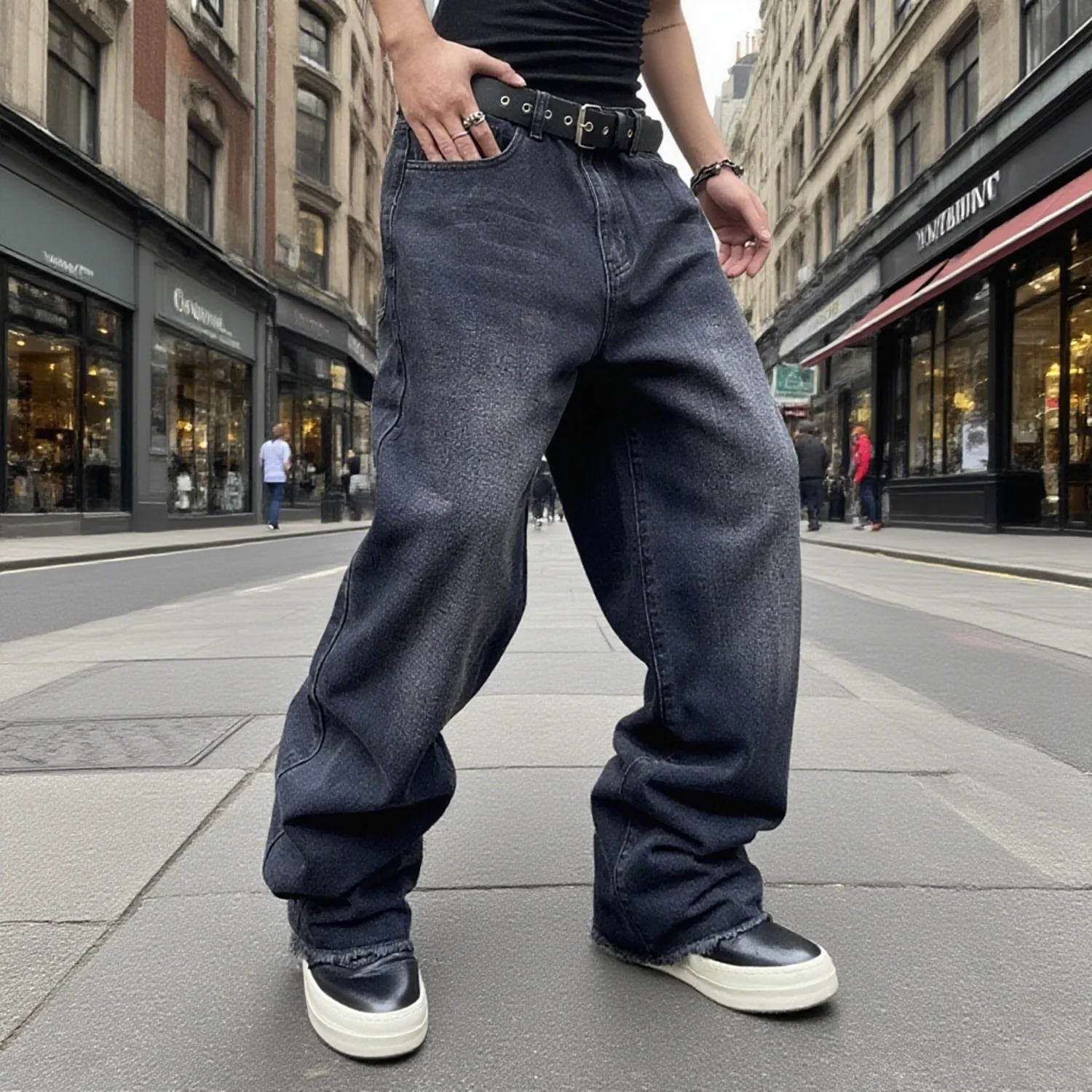 Men's Black Retro Straight Loose Jeans Wide-Leg Denim Pants Korean Fringed Version Casual Pants High Street Baggy Wide Leg Jeans
Men's Black Retro Straight Loose Jeans Wide-Leg Denim Pants Korean Fringed Version Casual Pants High Street Baggy Wide Leg Jeans