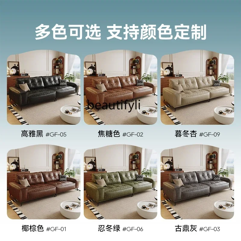 CC Leather sofa Italian minimalist light luxury retro style small apartment living room oil wax leather sofa
CC Leather sofa Italian minimalist light luxury retro style small apartment living room oil wax leather sofa