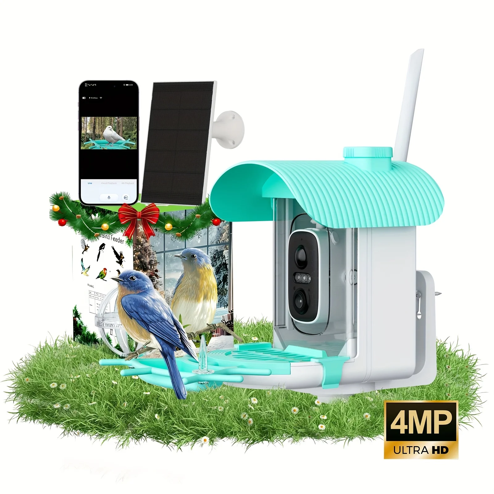 AI Smart Bird Feeder with Camera, Solar Powered, Equipped with 4MP HD Camera, 2K Resolution, Remote Monitoring, Live Viewing, Video Recording, Motion Detection Alerts, Squirrel-Proof, IP66, The Dream Gift for Bird Lovers
AI Smart Bird Feeder with Camera, Solar Powered, Equipped with 4MP HD Camera, 2K Resolution, Remote Monitoring, Live Viewing, Video Recording, Motion Detection Alerts, Squirrel-Proof, IP66, The Dream Gift for Bird Lovers