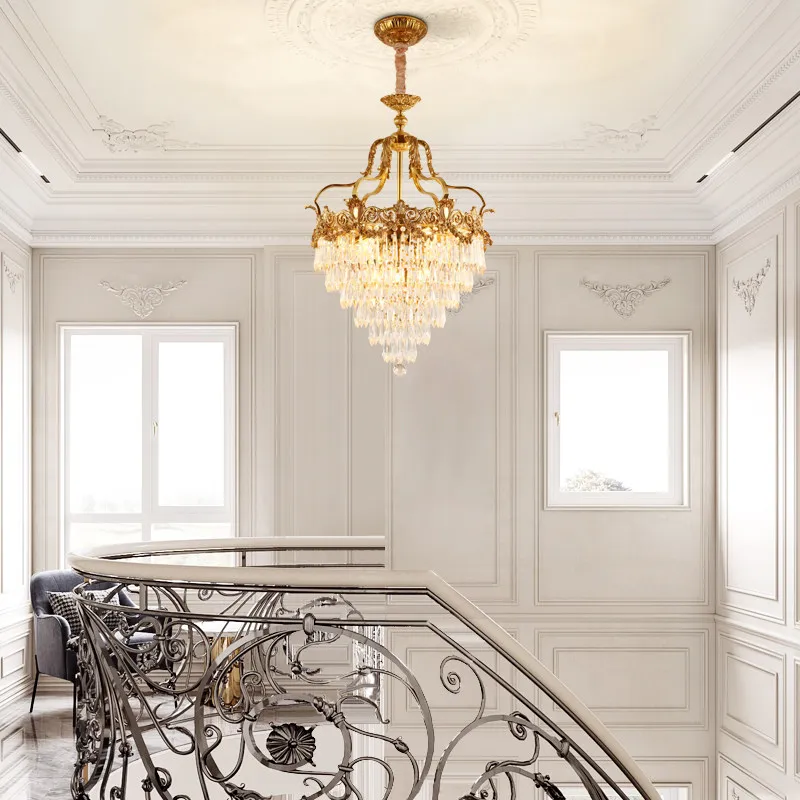 All copper crystal chandelier luxury living room dining room light retro villa hotel front desk lobby light
All copper crystal chandelier luxury living room dining room light retro villa hotel front desk lobby light