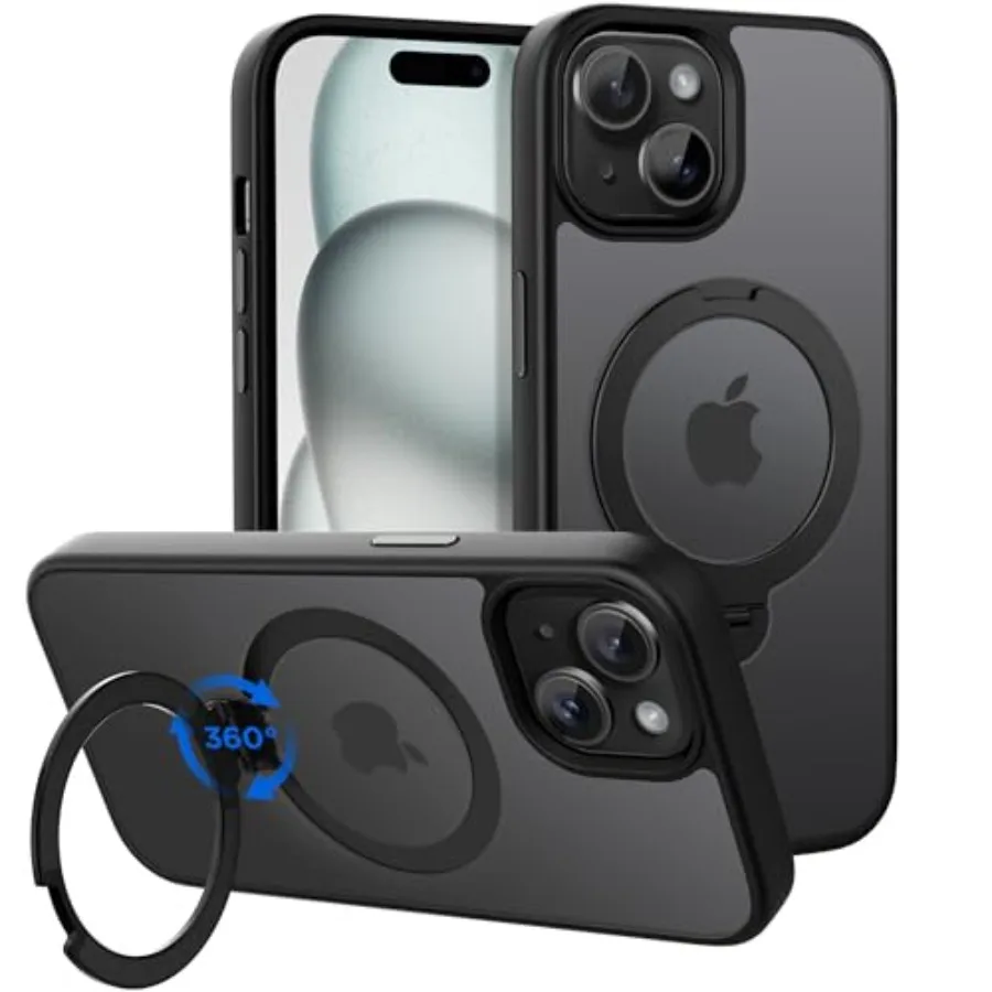 Magnetic Case for iPhone 15 6.1 inch with 360 Rotatable Ring Stand, Compatible with MagSafe Car Phone Mount, Cases Cover Phone
Magnetic Case for iPhone 15 6.1 inch with 360 Rotatable Ring Stand, Compatible with MagSafe Car Phone Mount, Cases Cover Phone