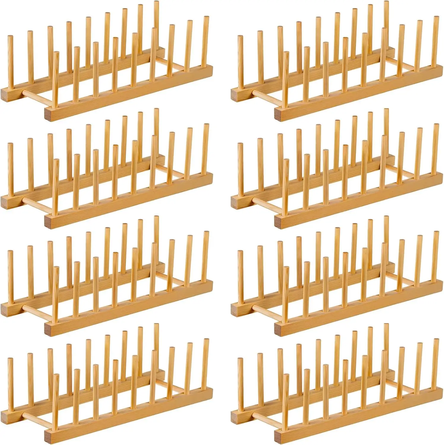 8 Pcs Wooden Plate Rack Organizer for Cabinet, 8 Slots Plate Drying Rack, Dish Organizer Holder, Pot Lid Stand, for Bow
8 Pcs Wooden Plate Rack Organizer for Cabinet, 8 Slots Plate Drying Rack, Dish Organizer Holder, Pot Lid Stand, for Bow