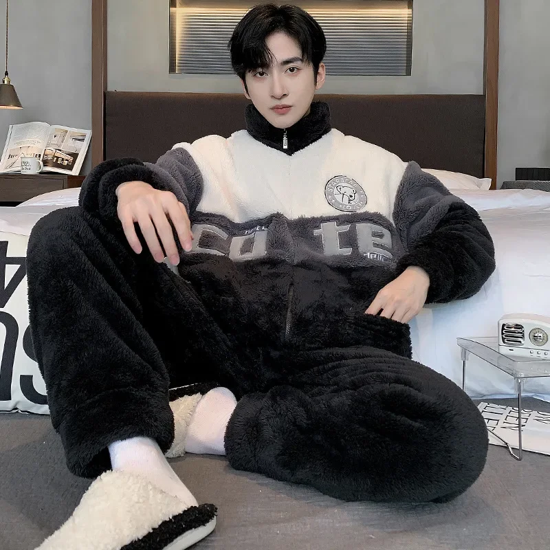 Autumn and Winter Coral Velvet Men's Pajamas Thickened with Velvet Warm Zipper Young Men's Large Size Home Wear Set Pijamas
Autumn and Winter Coral Velvet Men's Pajamas Thickened with Velvet Warm Zipper Young Men's Large Size Home Wear Set Pijamas