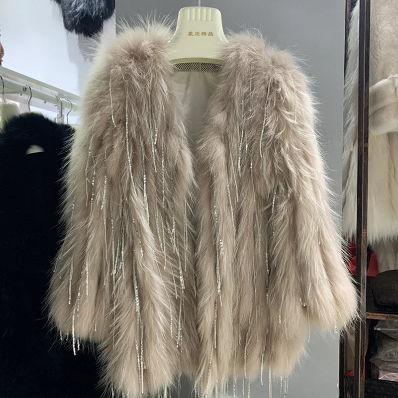 New Style Women Natural Raccoon Fur Knitted Sequins Outerwear Brand Luxury Real Fur Coat Long Winter Jacket Thick Streetwear
New Style Women Natural Raccoon Fur Knitted Sequins Outerwear Brand Luxury Real Fur Coat Long Winter Jacket Thick Streetwear