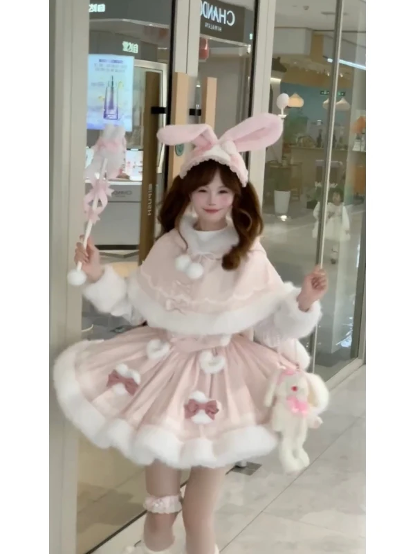 Cute Princ Sle Two-Piece Set with Rabbit Ears Coat And Puffy Skirt for Women Autumn Winter Faion Outfit with Bow Detail
Cute Princ Sle Two-Piece Set with Rabbit Ears Coat And Puffy Skirt for Women Autumn Winter Faion Outfit with Bow Detail