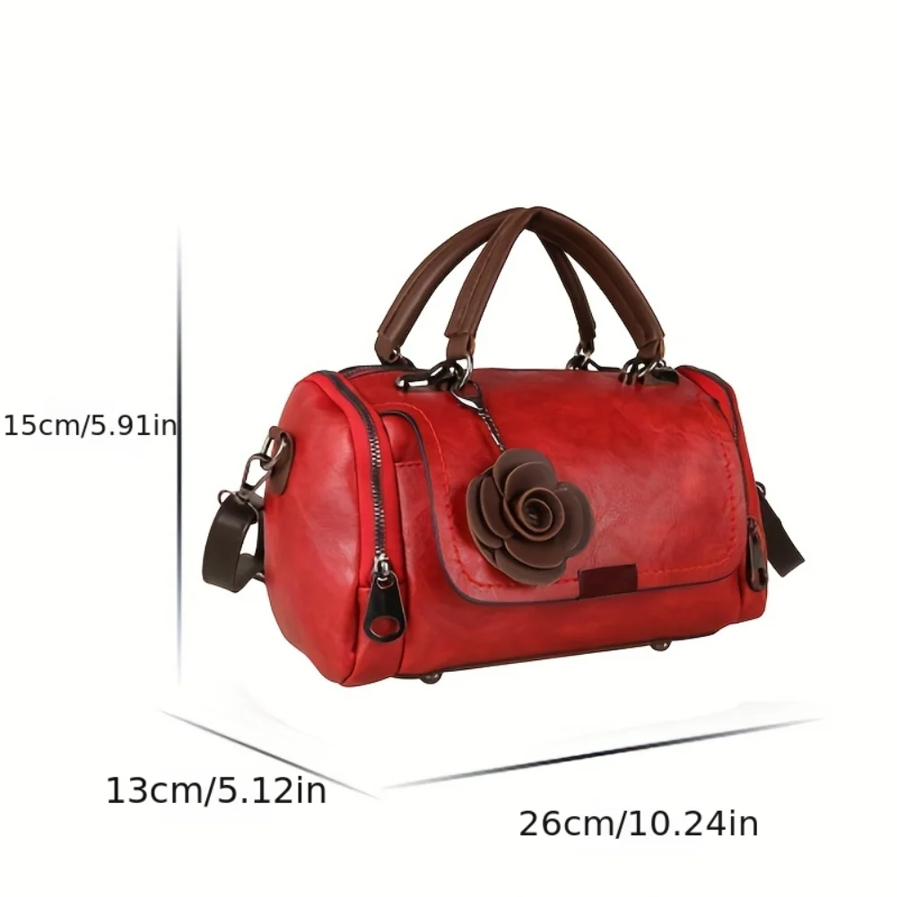 Vintage PU Leather Boston Bag, Flower Decor Crossbody Fashion For Travel & Work Tiny bags Little girl bag white Gym
Vintage PU Leather Boston Bag, Flower Decor Crossbody Fashion For Travel & Work Tiny bags Little girl bag white Gym