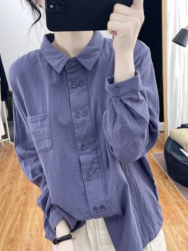 Spring 2026 Women's Collar Double Button Pure Cotton Long Sve Loose Fit irt Casual Sle Comfortable Base Layer Top
Spring 2026 Women's Collar Double Button Pure Cotton Long Sve Loose Fit irt Casual Sle Comfortable Base Layer Top