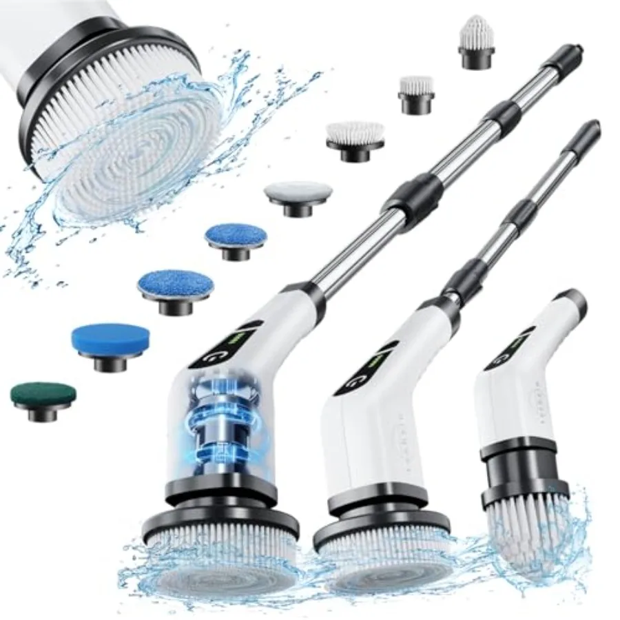Electric Spin Scrubber Cordless Cleaning Brush with 8 Replaceable Brush Heads Tub and Floor Tile 360 Power Scrubber Dual Speed
Electric Spin Scrubber Cordless Cleaning Brush with 8 Replaceable Brush Heads Tub and Floor Tile 360 Power Scrubber Dual Speed