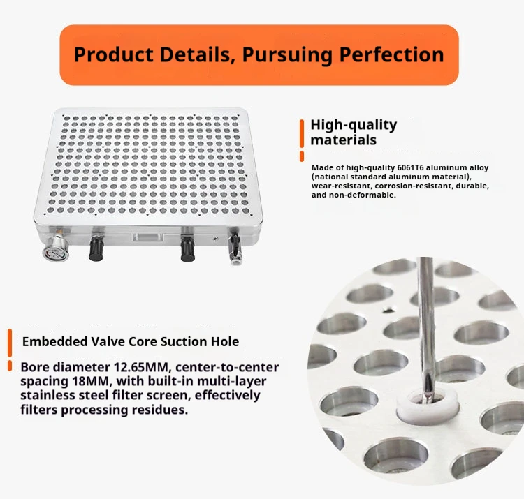 Multi-hole vacuum suction cup no sealing strip industrial CNC high-strength adsorption aluminum alloy engraving machining center
Multi-hole vacuum suction cup no sealing strip industrial CNC high-strength adsorption aluminum alloy engraving machining center