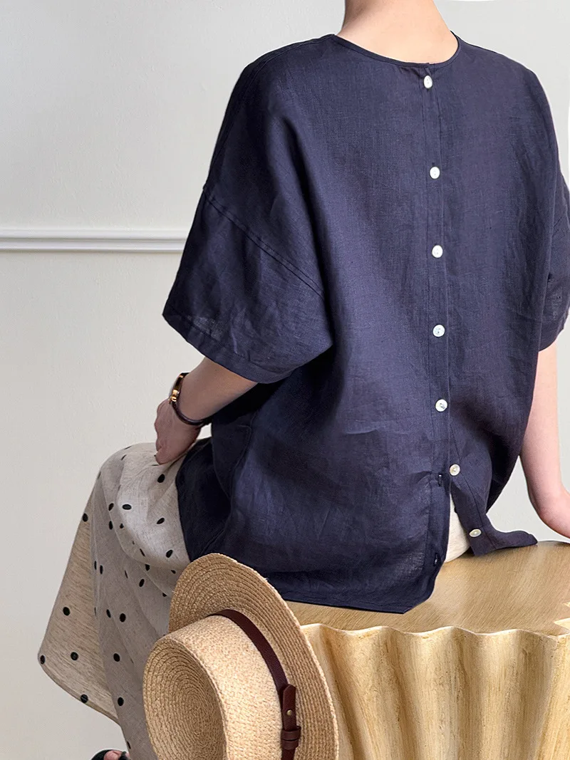 Customization European women's clothing new styles summer 2026 Loose and slimming short-sleeved back single-button linen shirt
Customization European women's clothing new styles summer 2026 Loose and slimming short-sleeved back single-button linen shirt
