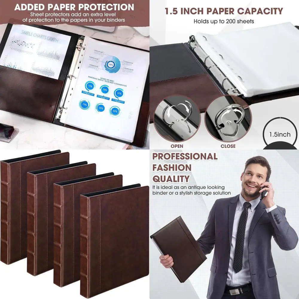 Vintage Leather 3-Ring Binder with 2 Pockets, Holds 200 Sheets, 13x10 Inch, Brown
Vintage Leather 3-Ring Binder with 2 Pockets, Holds 200 Sheets, 13x10 Inch, Brown