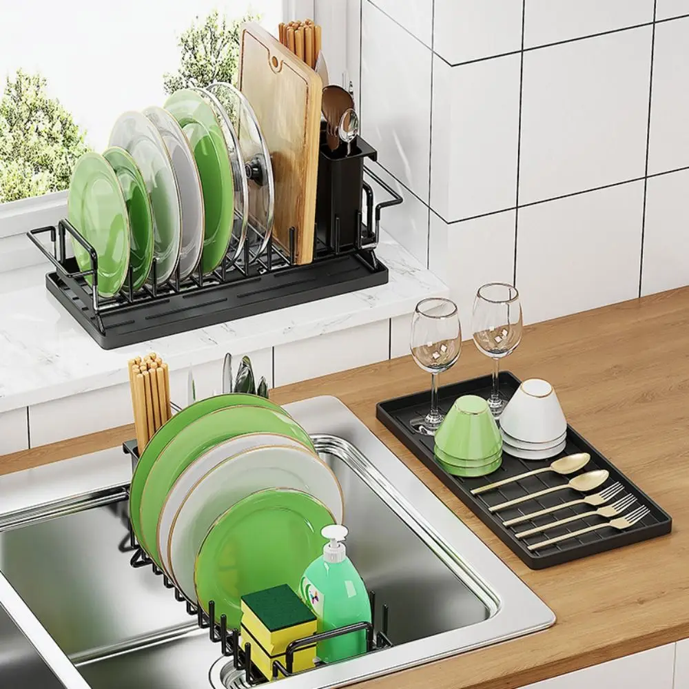 Extendable Bottom Tray Counter Dish Drying Rack Black Space-Saving Tableware Storage Rack with Chopstick Box Dish Drainboard
Extendable Bottom Tray Counter Dish Drying Rack Black Space-Saving Tableware Storage Rack with Chopstick Box Dish Drainboard