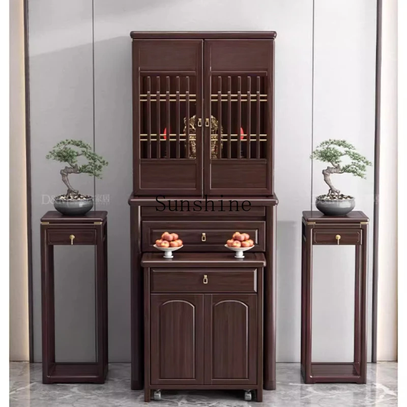 New Chinese-style Buddhist niche with door for table, household God of Wealth for table, simple wood cabinet
New Chinese-style Buddhist niche with door for table, household God of Wealth for table, simple wood cabinet