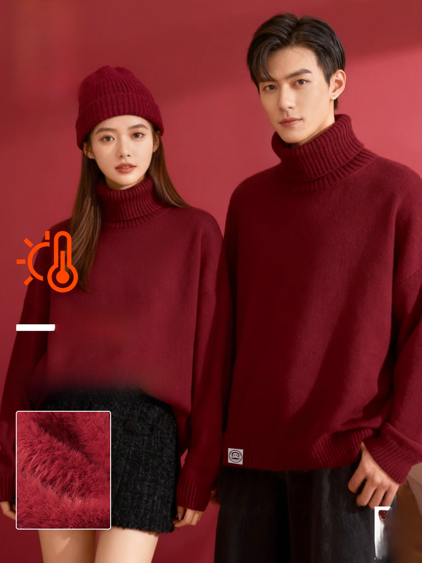 High Collar Camere Sweater Men's Winter Warm Red Knitted irt Faion Urban Sle Fce Lined Casual Loose Fit
High Collar Camere Sweater Men's Winter Warm Red Knitted irt Faion Urban Sle Fce Lined Casual Loose Fit