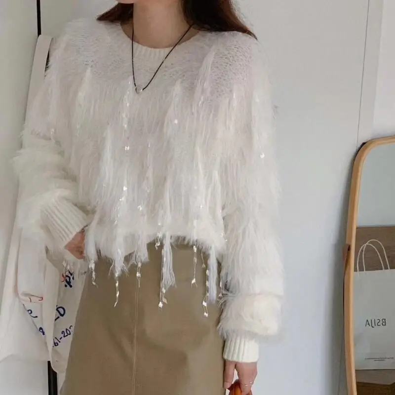 Мягкий и теплый свитер, трикотаж, кардиган, свободный корейский вариант с кисточками, осень-зима, милый плюшевый повседневный джемпер с ленивым ветром, свитер
Мягкий и теплый свитер, трикотаж, кардиган, свободный корейский вариант с кисточками, осень-зима, милый плюшевый повседневный джемпер с ленивым ветром, свитер