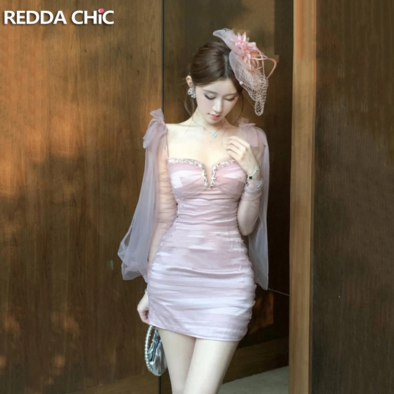 REDDACHiC облегающее платье феи подружки невесты женское тюлевое платье с бантом и длинными рукавами с бриллиантовым корсетом мини-платье для свадебного гостя летнее цельное платье
REDDACHiC облегающее платье феи подружки невесты женское тюлевое платье с бантом и длинными рукавами с бриллиантовым корсетом мини-платье для свадебного гостя летнее цельное платье