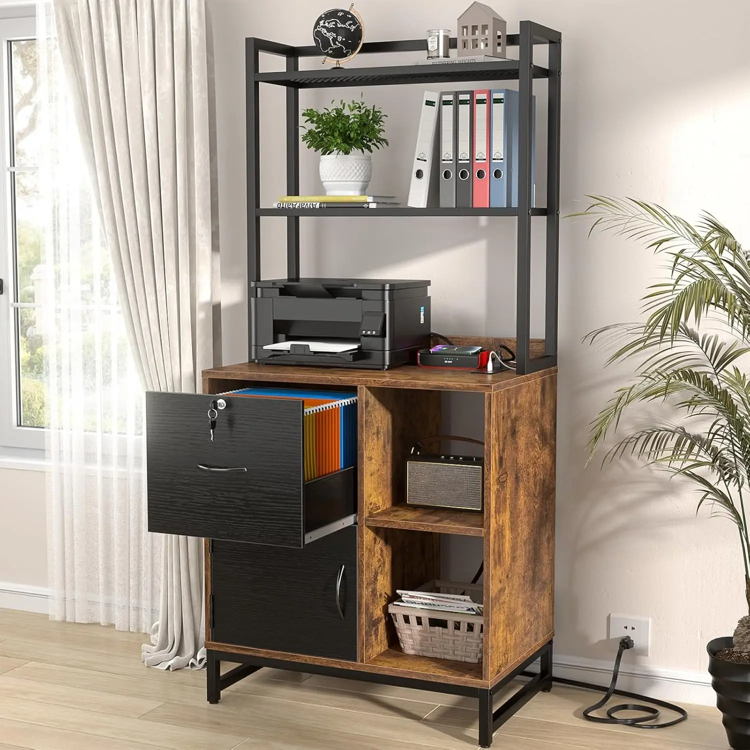 Vertical Filing Cabinet With Bookshelf Home Office File Cabinet Shelves Lock Charging Station Drawer Printer Stand Fits Letter S
Vertical Filing Cabinet With Bookshelf Home Office File Cabinet Shelves Lock Charging Station Drawer Printer Stand Fits Letter S