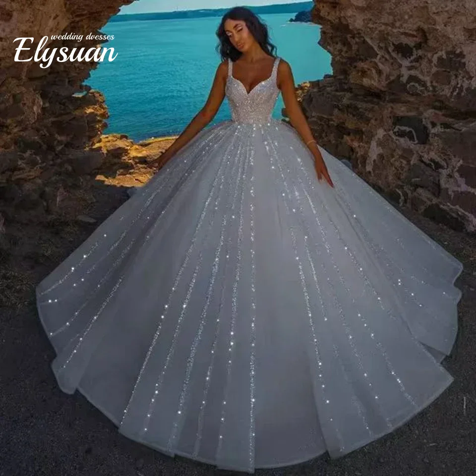 Customized 2026 Shining Sequin Beading A Line Wedding Dresses Sleeveless Court Train Tulle Bride Gowns For African Women
Customized 2026 Shining Sequin Beading A Line Wedding Dresses Sleeveless Court Train Tulle Bride Gowns For African Women