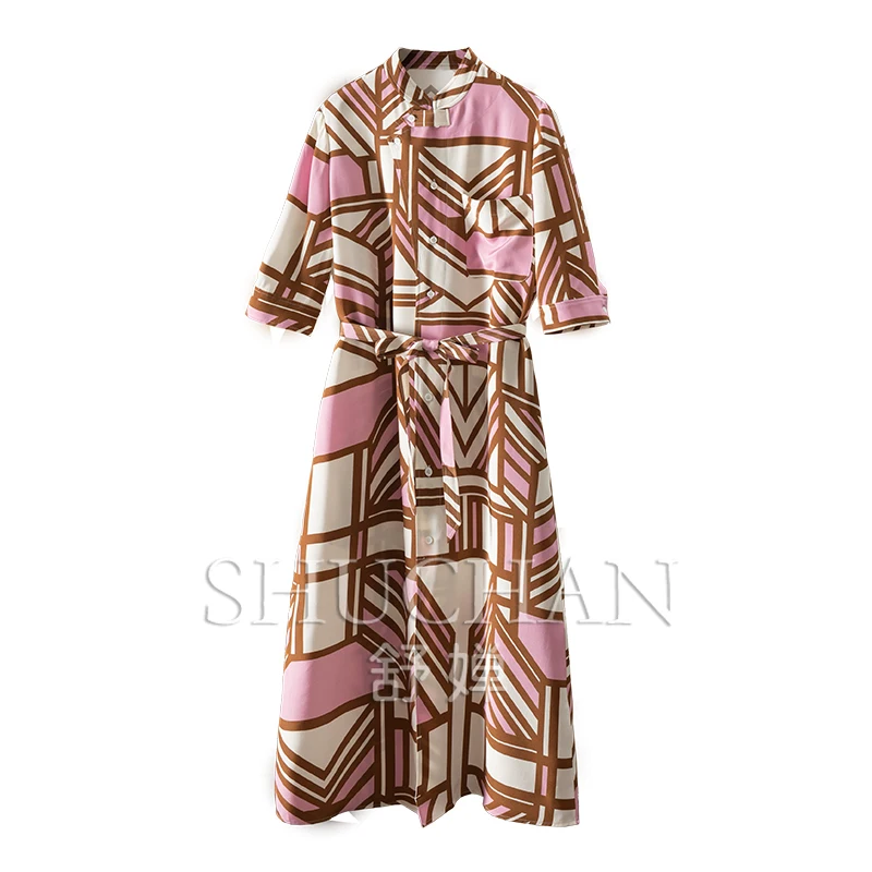 Luxury, Ark Silk Heavy Crepe Geometric Printing Waist Shirt Dress Women 18C4 Geometric Print Summer Dress Women
Luxury, Ark Silk Heavy Crepe Geometric Printing Waist Shirt Dress Women 18C4 Geometric Print Summer Dress Women