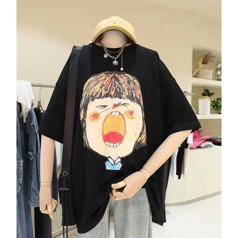 Summer Thin Comfortable Soft Pure Cotton Tops Women's Fashion Y2k Cartoon Printed Loose Short Sleeve T-shirt
Summer Thin Comfortable Soft Pure Cotton Tops Women's Fashion Y2k Cartoon Printed Loose Short Sleeve T-shirt