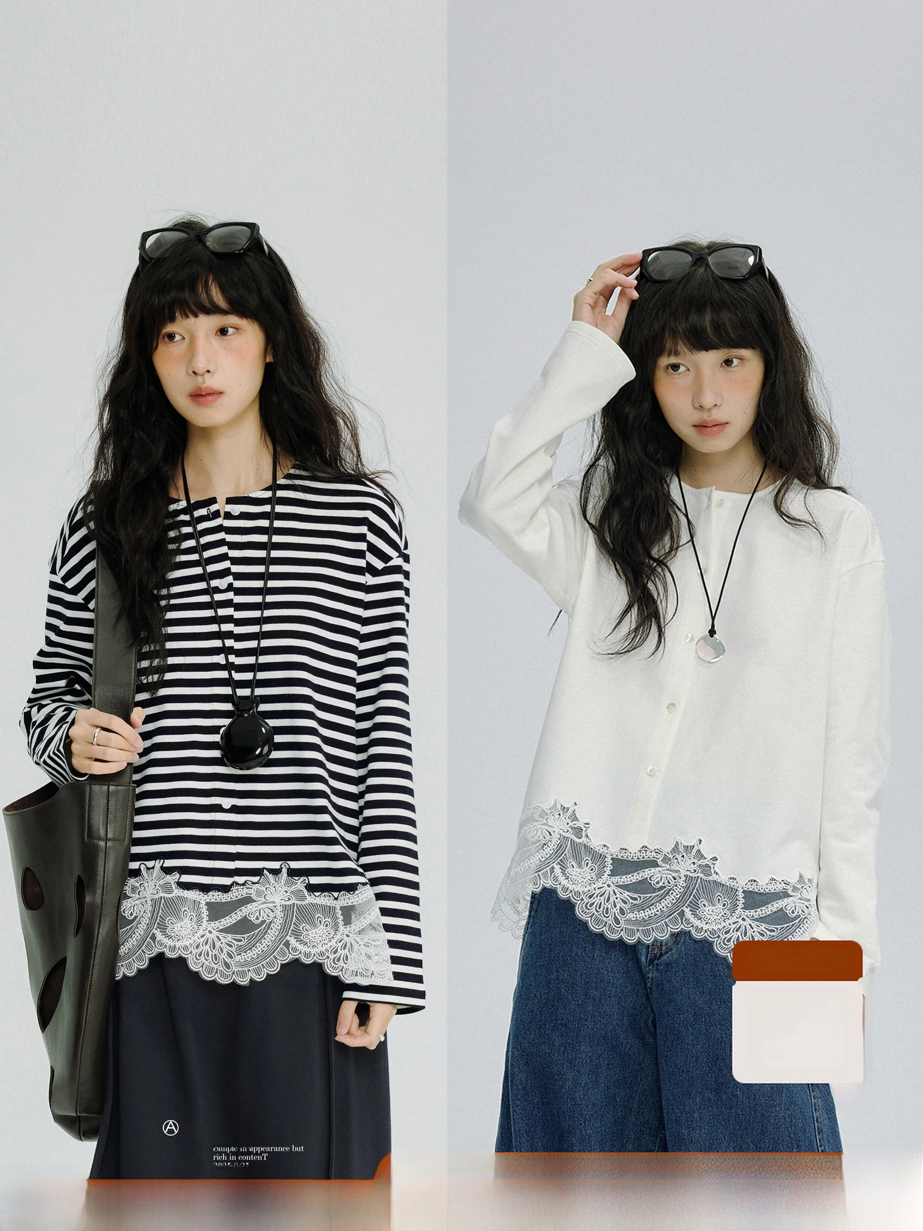 Long Sve T-irt Women's Workroom Sle Early Autumn New Lace Trim Patchwork Stripes Cotton Vintage round Ne Loose Fit
Long Sve T-irt Women's Workroom Sle Early Autumn New Lace Trim Patchwork Stripes Cotton Vintage round Ne Loose Fit