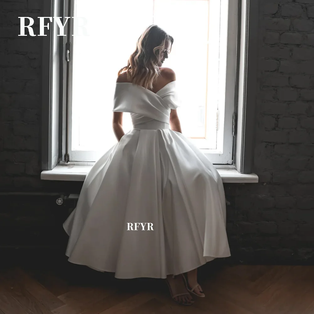 RFYR Tea Length Evening Dress Off Shoulder Party Dress for Women Satin فستان سهرة Lace Up Back Prom Dresses Vestido De Novia
RFYR Tea Length Evening Dress Off Shoulder Party Dress for Women Satin فستان سهرة Lace Up Back Prom Dresses Vestido De Novia