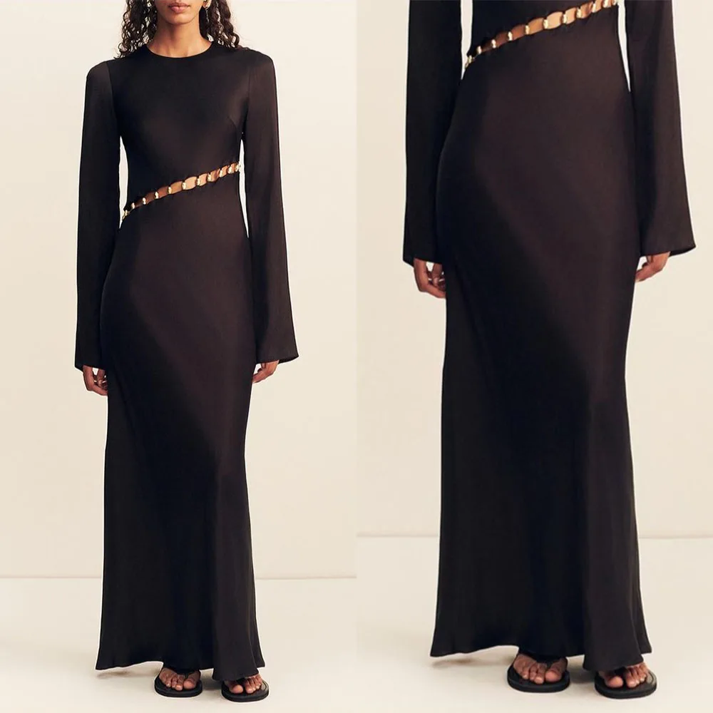 High Quality Customized O-neck Ankle Length Black Full Sleeves Woman Luxury Evening Dress Платье Корейский Стиль Robe Soiree
High Quality Customized O-neck Ankle Length Black Full Sleeves Woman Luxury Evening Dress Платье Корейский Стиль Robe Soiree