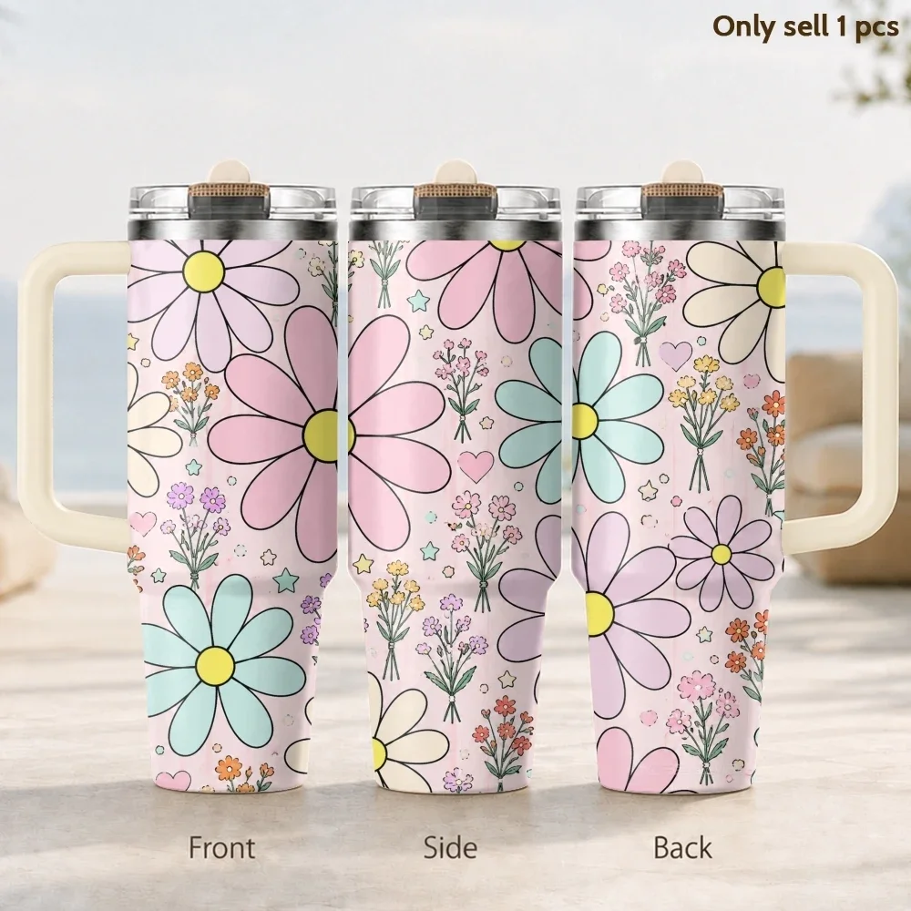 Pink Daisy Floral Seamless Vacuum Flasks 40oz 3rd Gen Vacuum Insulated Stainless Steel Tumbler Cup With Handle Straw Lid
Pink Daisy Floral Seamless Vacuum Flasks 40oz 3rd Gen Vacuum Insulated Stainless Steel Tumbler Cup With Handle Straw Lid