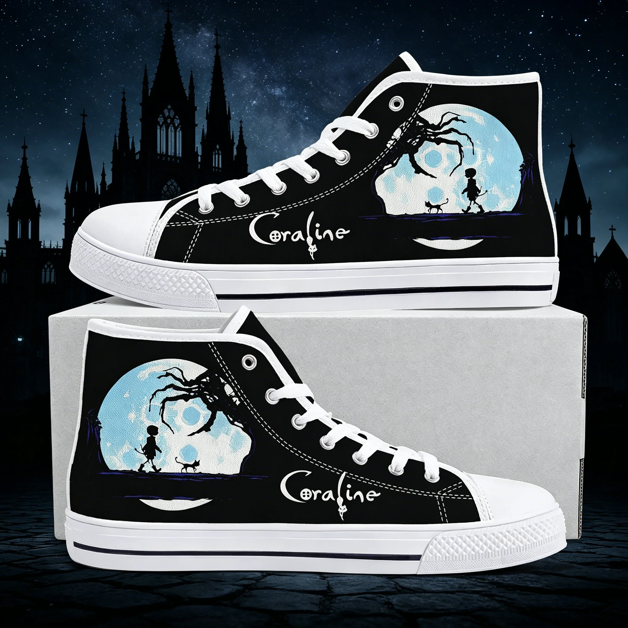 Coraline Movie All Over Print High Top Canvas Shoes Unisex Trendy Streetwear Lightweight Shockproof Comfortable Sneakers Casual
Coraline Movie All Over Print High Top Canvas Shoes Unisex Trendy Streetwear Lightweight Shockproof Comfortable Sneakers Casual