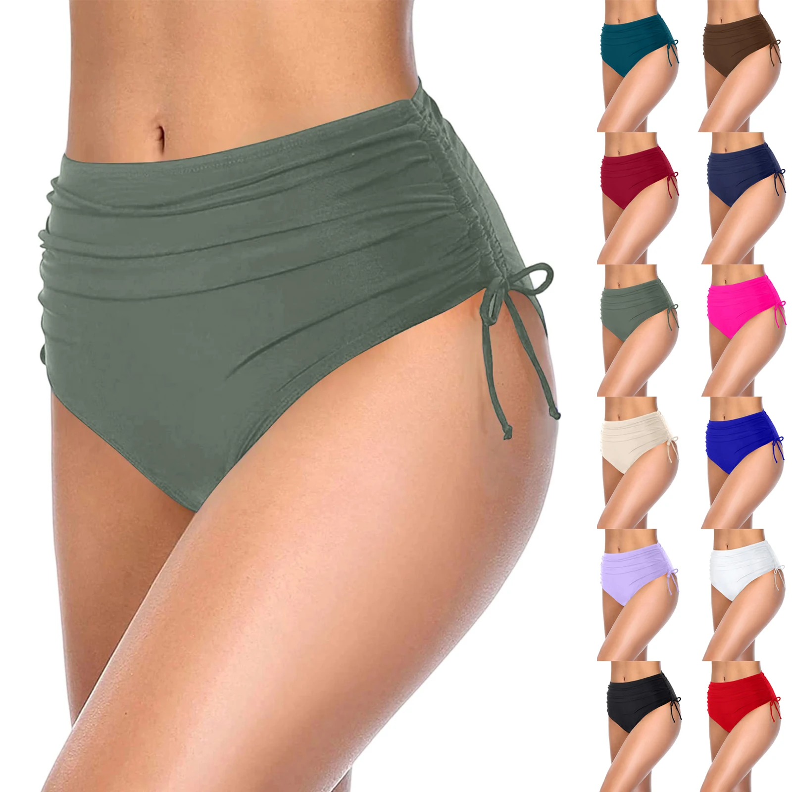 Basic Tight Swimming Bottoms for Female Solid Color High Waist Full Coverage Bikini Split Swimsuit Briefs Beach Drawstring Trunk
Basic Tight Swimming Bottoms for Female Solid Color High Waist Full Coverage Bikini Split Swimsuit Briefs Beach Drawstring Trunk