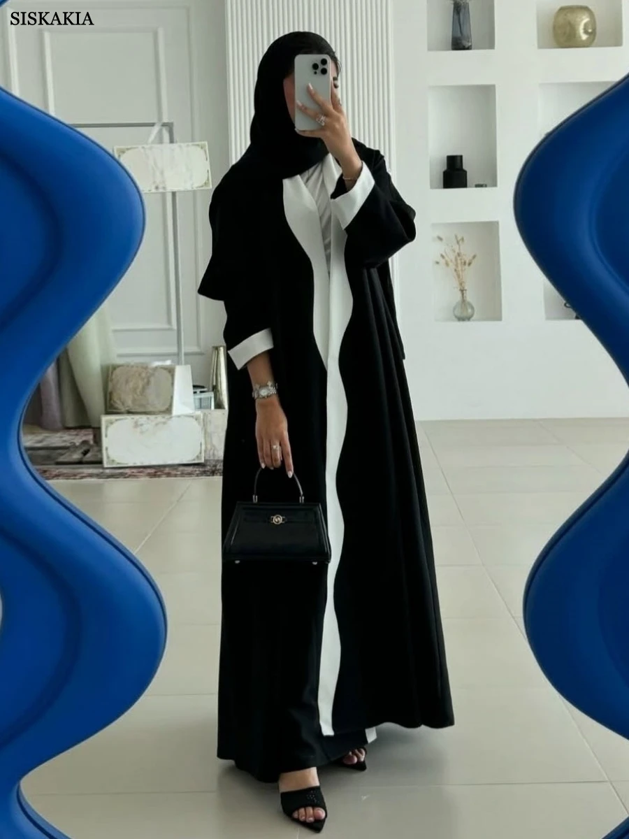 Siskakia Muslim Fashion Patchwork Cardigan Folds Sleeve Open abaya Women's Clothing From Turkey
Siskakia Muslim Fashion Patchwork Cardigan Folds Sleeve Open abaya Women's Clothing From Turkey