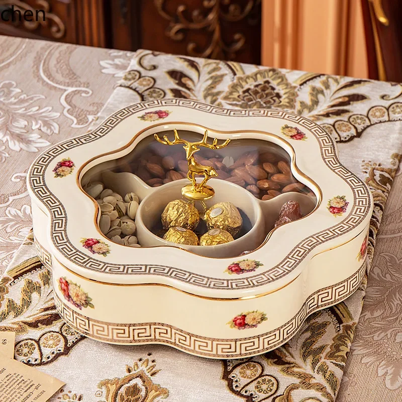 Z30- fruit plate suit living room luxurious high-end ceramic dried fruit box divided with cover wedding nut candy plate
Z30- fruit plate suit living room luxurious high-end ceramic dried fruit box divided with cover wedding nut candy plate