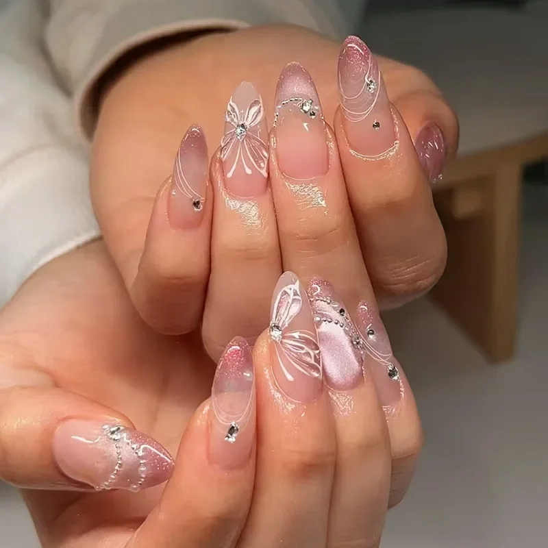 24PCS 3D Cat Eye Nail Patch Sparkling Diamond Gradient Butterfly Pearl Wearing Nail Patch Girl Ins Style Detachable Fake Nails
24PCS 3D Cat Eye Nail Patch Sparkling Diamond Gradient Butterfly Pearl Wearing Nail Patch Girl Ins Style Detachable Fake Nails